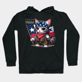 Freedom Fighter Kitten Stand With Texas Hoodie